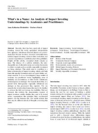 What's in a name: An Analysis of Impaxct Investing